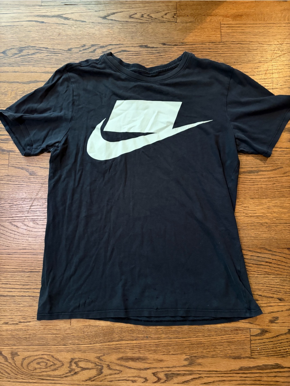 Men’s Nike Black T-Shirt with White Swoosh Print